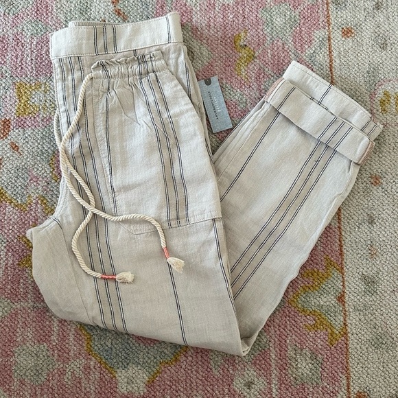 anthro seashore striped linen pant - Picture 1 of 4